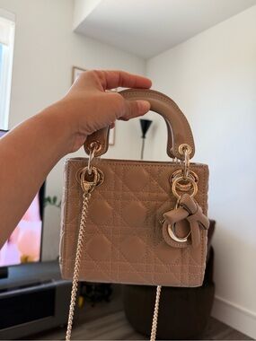 Gold Chain Strap with Beige Leather Accent - Women Accessories